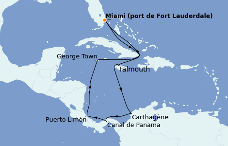 Itinerario del crucero Caribe del Oeste 10 días a bordo del Island Princess