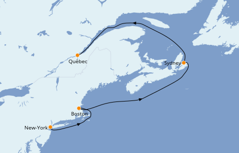 Itinerario del crucero Canadá 7 días a bordo del Queen Mary 2