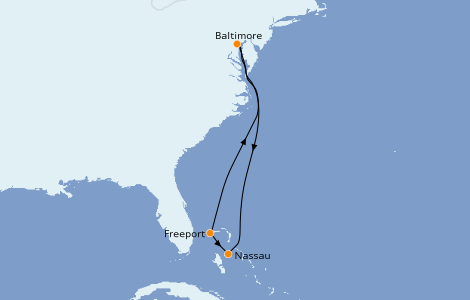 Itinerario del crucero Bahamas 6 días a bordo del Carnival Legend