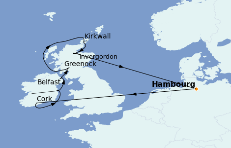 Itinerario del crucero Islas Británicas 10 días a bordo del MSC Magnifica