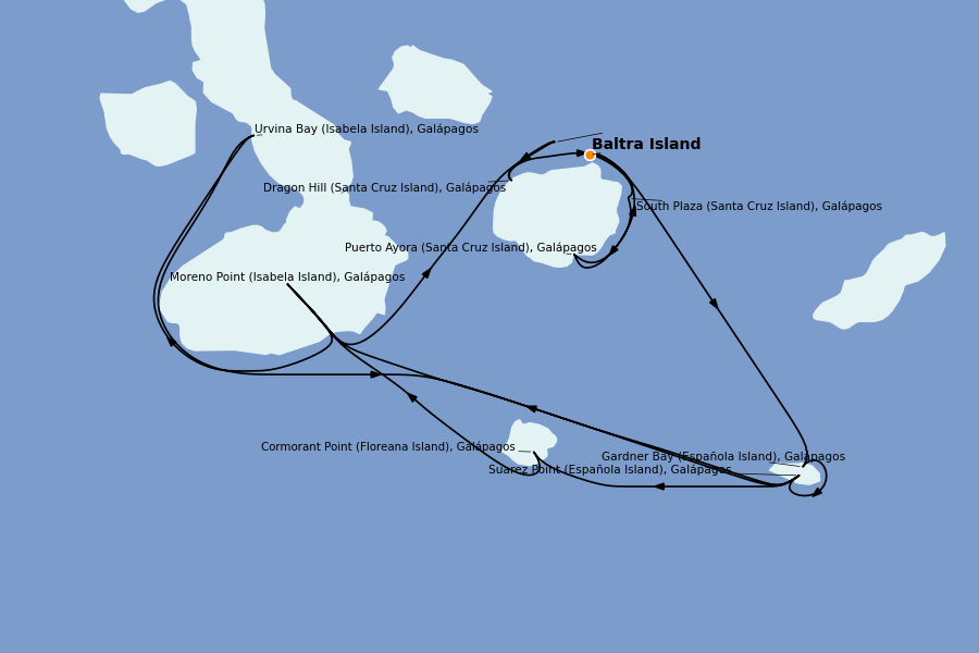 Itinéraire de la croisière Îles Galápagos, Île de Pâques  7 jours à bord du Celebrity Flora