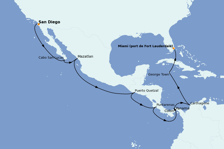 Itinerario del crucero Caribe del Este (Antillas) 16 días a bordo del Radiance of the Seas