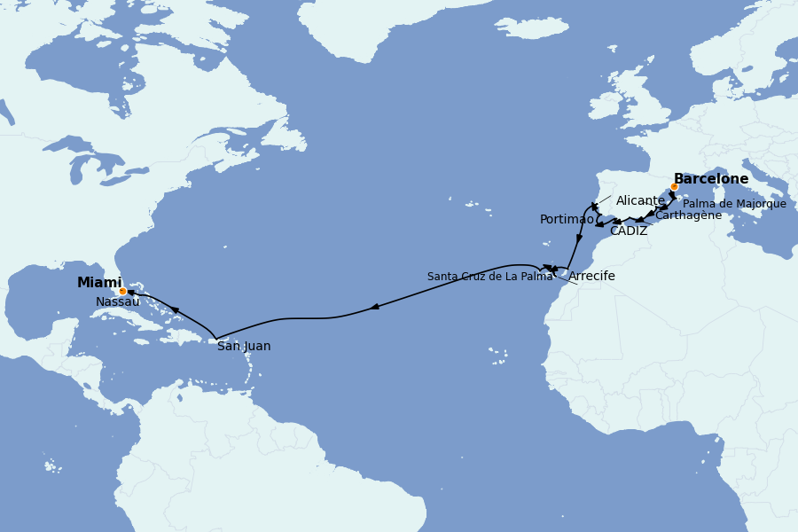 Itinerario del crucero Mediterráneo 22 días a bordo del Insignia