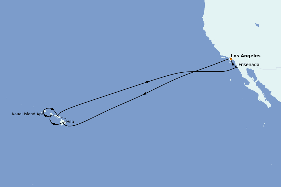 Itinéraire de la croisière Riviera Mexicaine et Amérique Centrale (Côte Pacifique) 16 jours à bord du Emerald Princess