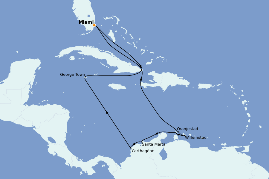 Itinerario del crucero Caribe del Este (Antillas) 10 días a bordo del Explora I