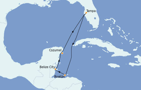 Itinerario del crucero Caribe del Oeste 6 días a bordo del Carnival Paradise