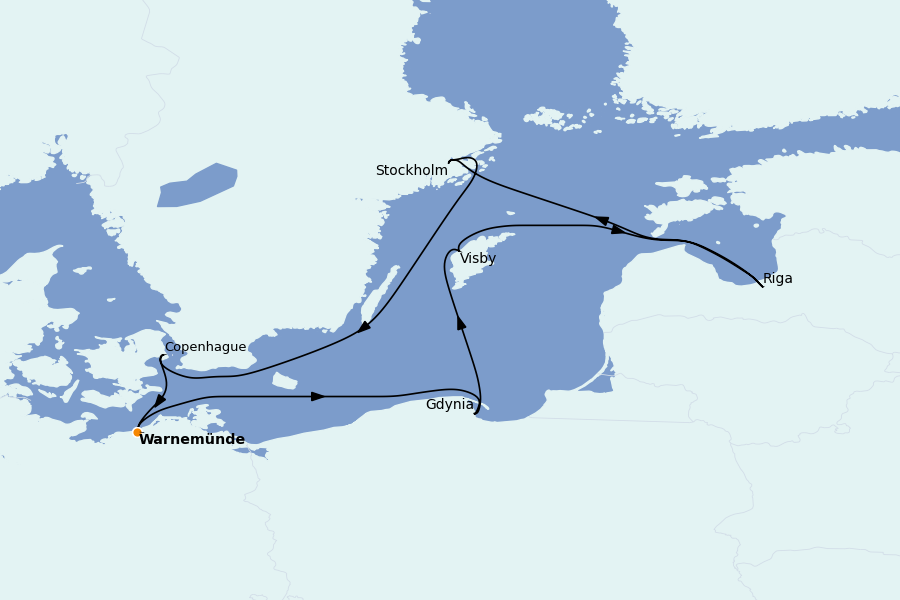Itinerario del crucero Mar Báltico y Mar del Norte 7 días a bordo del MSC Magnifica
