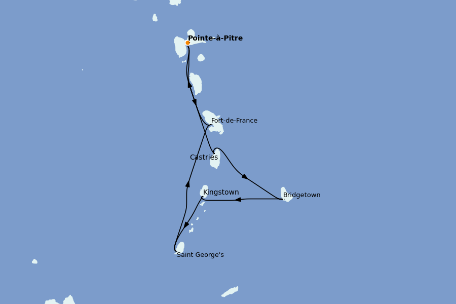 Itinerario del crucero Caribe del Este 7 días a bordo del MSC Seaview