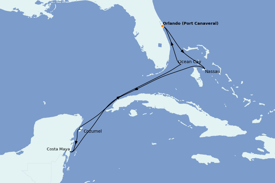Itinerario del crucero Caribe del Este 7 días a bordo del MSC Seashore