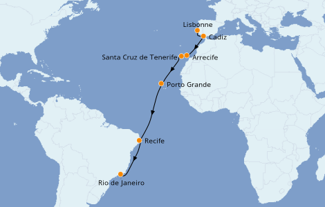 Itinerario del crucero Mediterráneo 14 días a bordo del Norwegian Star