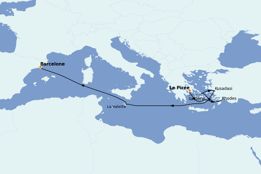 Itinerario del crucero Mediterráneo Occidental 8 días a bordo del Celebrity Xcel