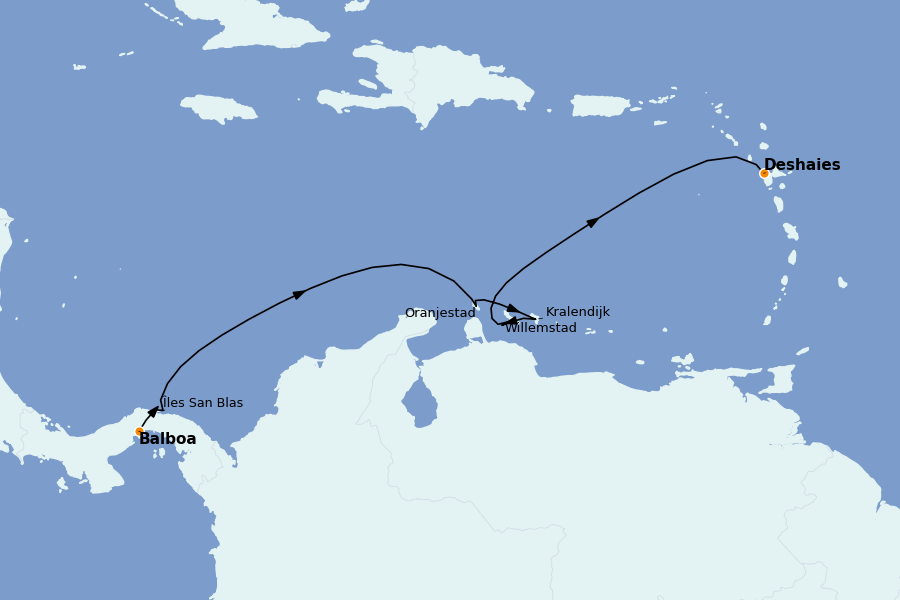 Itinerario del crucero Caribe del Este (Antillas) 14 días a bordo del Royal Clipper