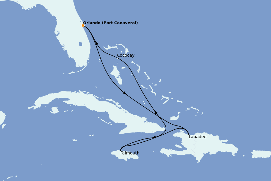 Itinerario del crucero Caribe del Este 6 días a bordo del Adventure of the Seas
