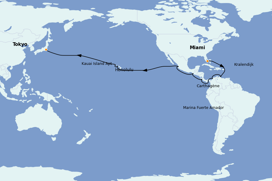 Itinéraire de la croisière Chine, Japon, Hong Kong, Taïwan, Corée du Sud 38 jours à bord du Seabourn Encore
