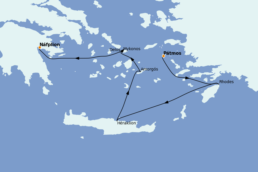 Itinerario del crucero Grecia y Adriático 7 días a bordo del Le Dumont d'Urville