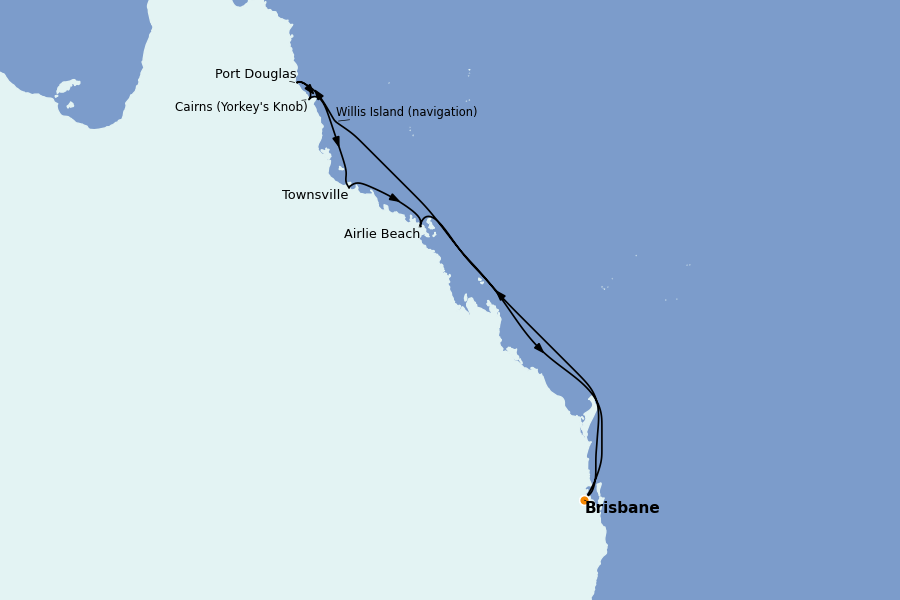 Itinerario del crucero Australia 2026 8 días a bordo del Crown Princess
