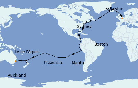 Itinerario del crucero Australia 2024 54 días a bordo del Coral Princess