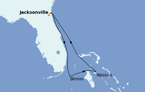Itinerario del crucero Bahamas 5 días a bordo del Carnival Ecstasy