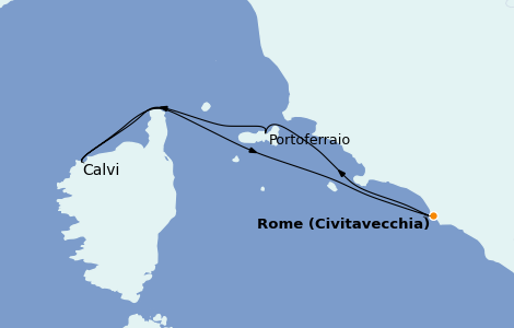 Itinerario del crucero Mediterráneo 4 días a bordo del Royal Clipper