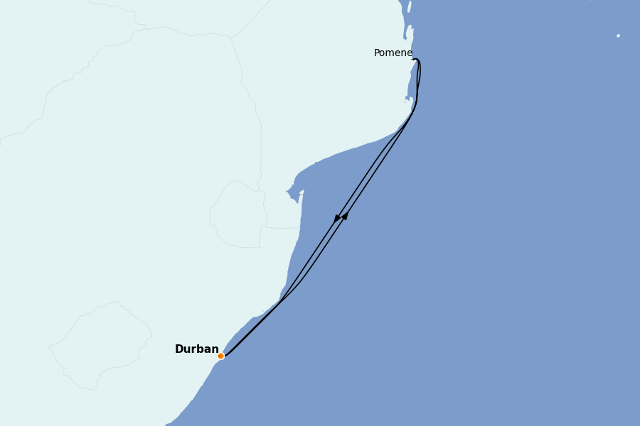 Itinerario del crucero Ciudad del Cabo 4 días a bordo del MSC Opera