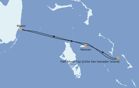 Itinerario del crucero Caribe del Este 4 días a bordo del Carnival Sunrise