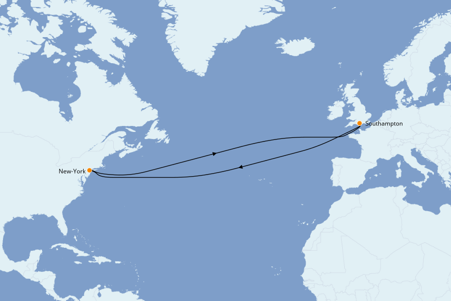 Itinéraire de la croisière Îles Britanniques 14 jours à bord du Queen Mary 2