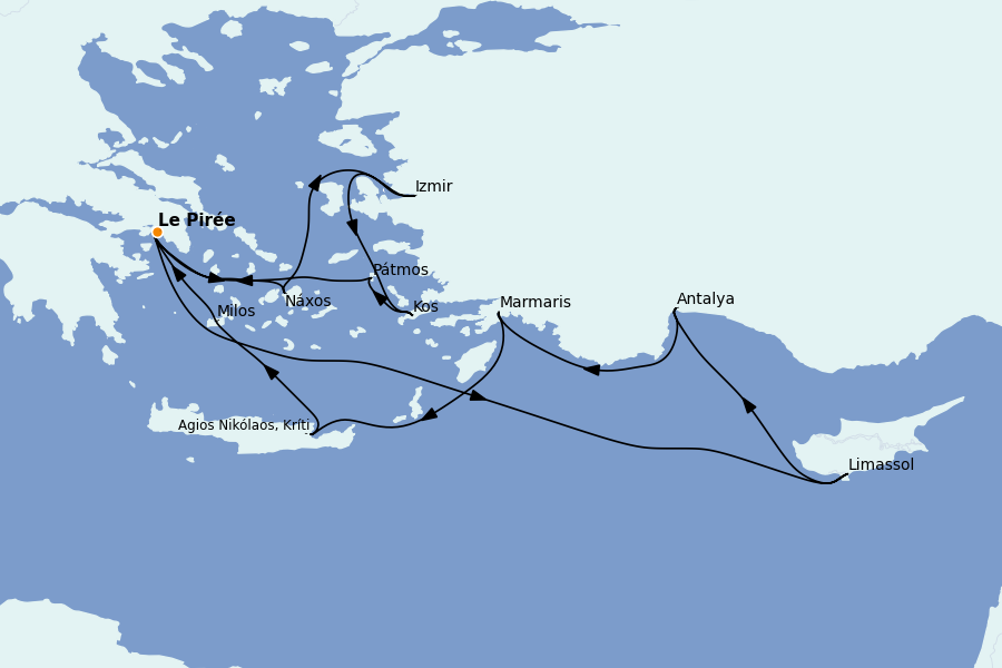 Itinerario del crucero Grecia y Adriático 14 días a bordo del Seabourn Encore