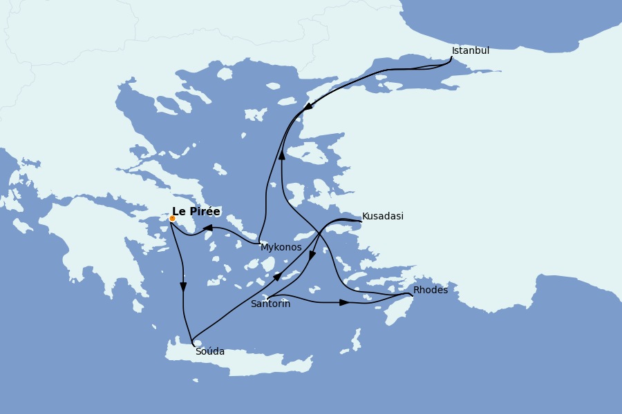 Itinerario del crucero Mediterráneo Oriental: Islas Griegas, Adriático y Turquía 10 días a bordo del Celebrity Infinity