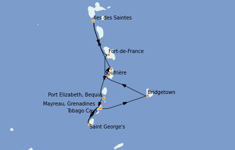 Itinerario del crucero Caribe del Este 8 días a bordo del Le Dumont d'Urville