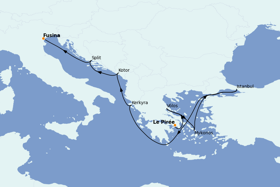 Itinéraire de la croisière Méditerranée Occidentale 10 jours à bord du Explora II