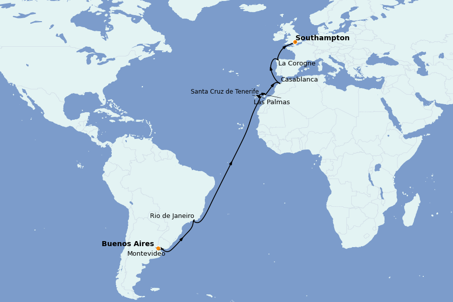 Itinerario del crucero Mediterráneo 22 días a bordo del Majestic Princess