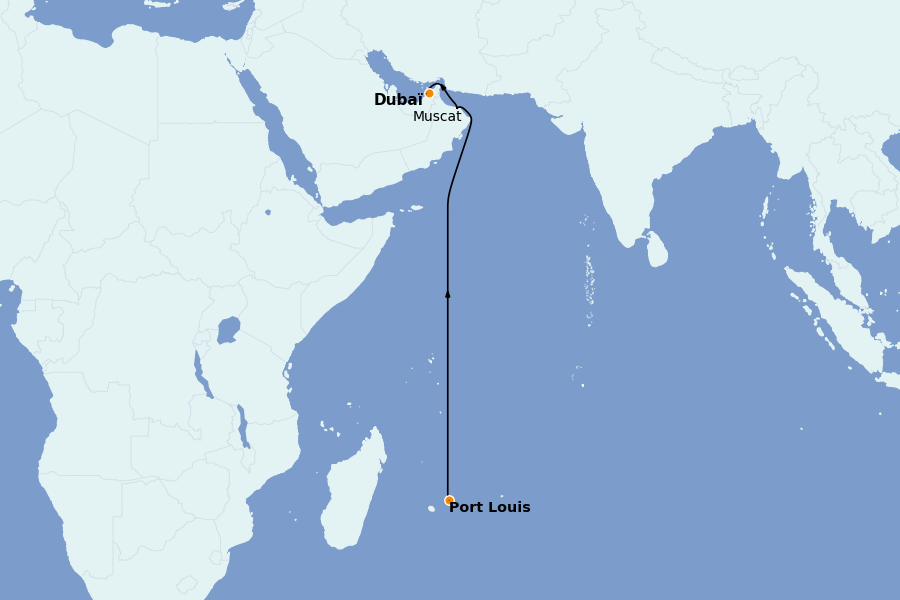 Itinéraire de la croisière Dubaï - Émirats 9 jours à bord du Costa Toscana