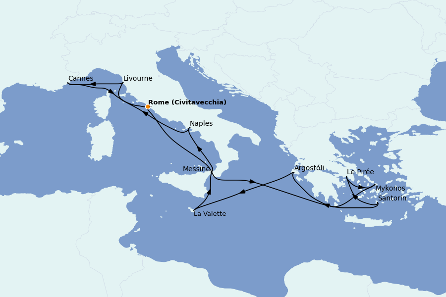 Itinerario del crucero Mediterráneo Occidental 11 días a bordo del Norwegian Epic