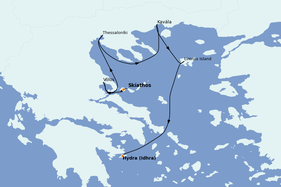 Itinerario del crucero Grecia y Adriático 7 días a bordo del Le Dumont d'Urville