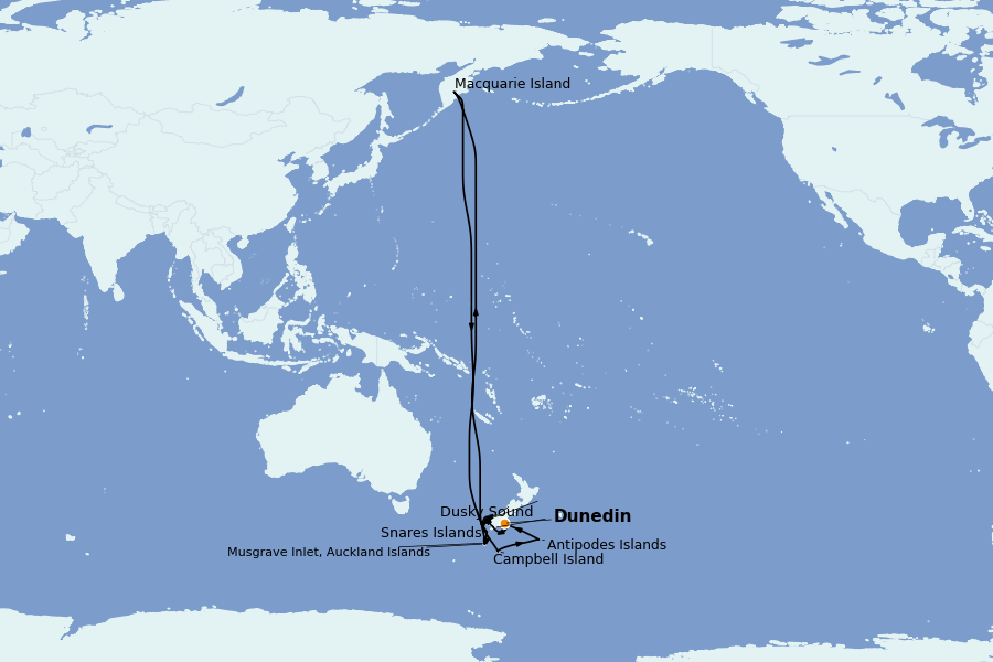 Itinéraire de la croisière AUSTRALIE ET NOUVELLE-ZÉLANDE 14 jours à bord du Le Soléal