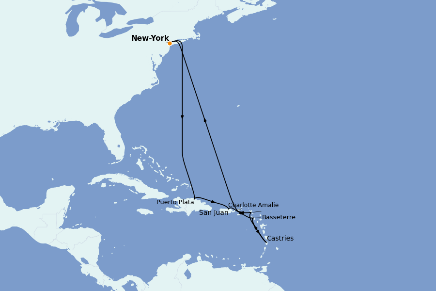 Itinerario del crucero Caribe del Este 12 días a bordo del Norwegian Escape