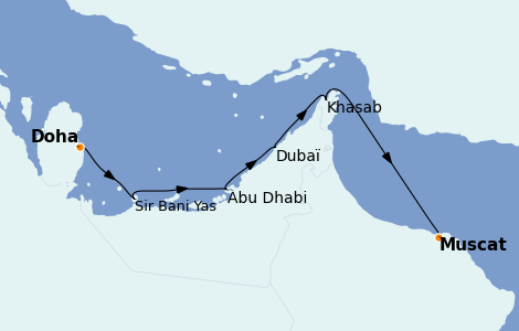 Itinerario del crucero Dubái 7 días a bordo del Le Champlain