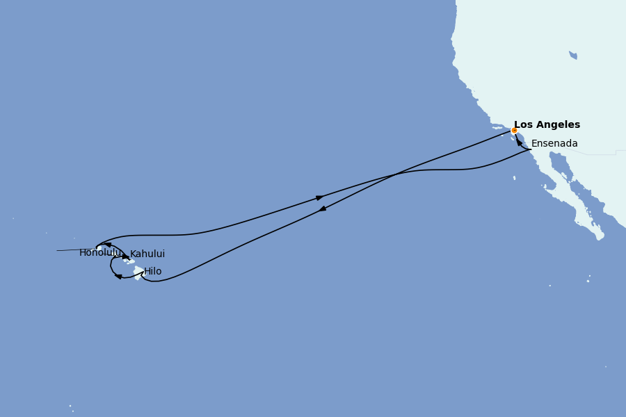 Itinéraire de la croisière Riviera Mexicaine et Amérique Centrale (Côte Pacifique) 16 jours à bord du Emerald Princess