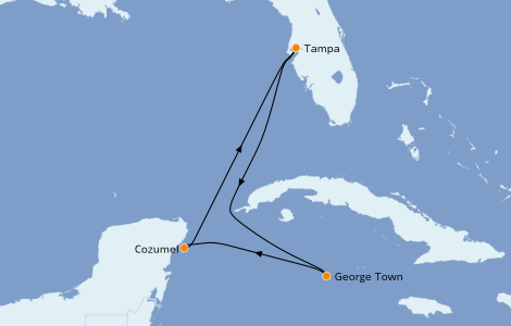 Itinerario del crucero Caribe del Oeste 5 días a bordo del Carnival Paradise
