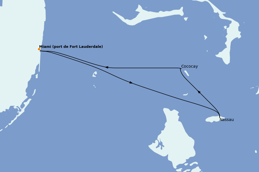 Itinerario del crucero Bahamas 4 días a bordo del Jewel of the Seas