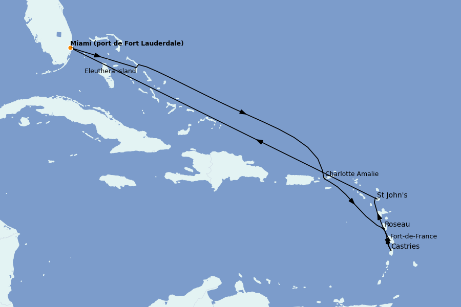 Itinerario del crucero Caribe del Este 10 días a bordo del Caribbean Princess