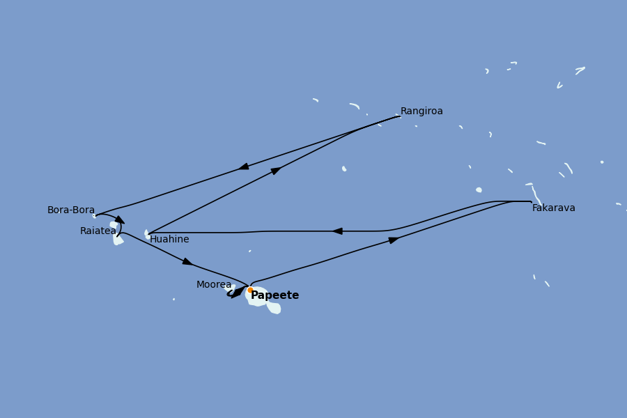 Itinerario del crucero Polinesia 10 días a bordo del Seven Seas Navigator