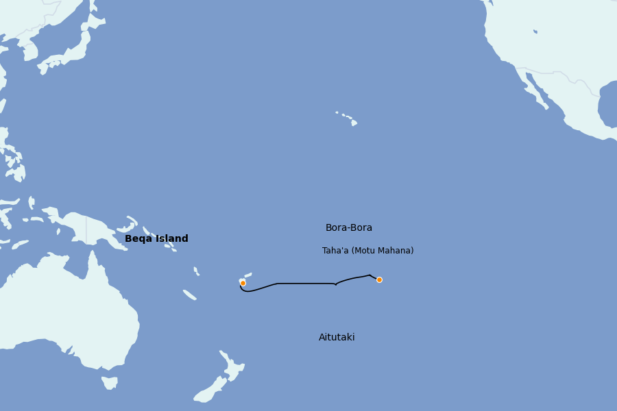 Itinéraire de la croisière Tahiti, Bora Bora, Cook Islands, Nouvelle-Calédonie, Fidji, Vanuatu, Samoa, Salomon 13 jours à bord du Paul Gauguin