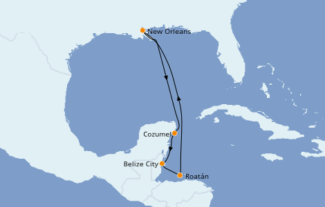 Itinerario del crucero Caribe del Oeste 7 días a bordo del Carnival Glory