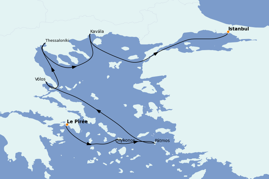 Itinerario del crucero Mediterráneo Oriental: Islas Griegas, Adriático y Turquía 7 días a bordo del Explora I