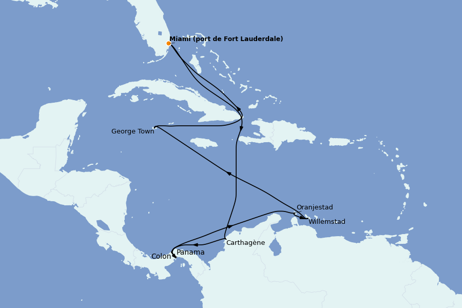Itinéraire de la croisière Canal de Panama 11 jours à bord du Celebrity Ascent