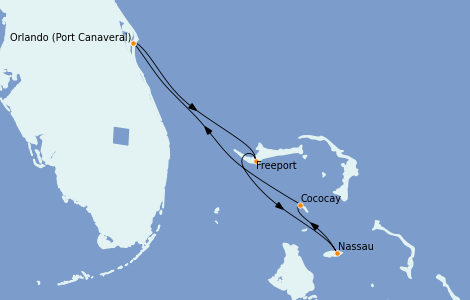 Itinerario del crucero Bahamas 4 días a bordo del Independence of the Seas