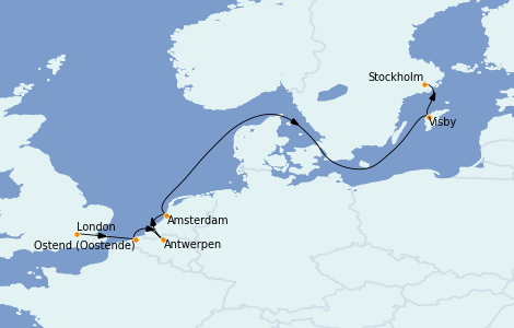 Itinerario del crucero Mar Báltico 9 días a bordo del Le Champlain