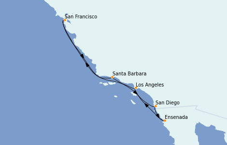 Itinerario del crucero California 7 días a bordo del Majestic Princess