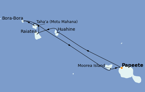 Itinerario del crucero Polinesia 7 días a bordo del Paul Gauguin